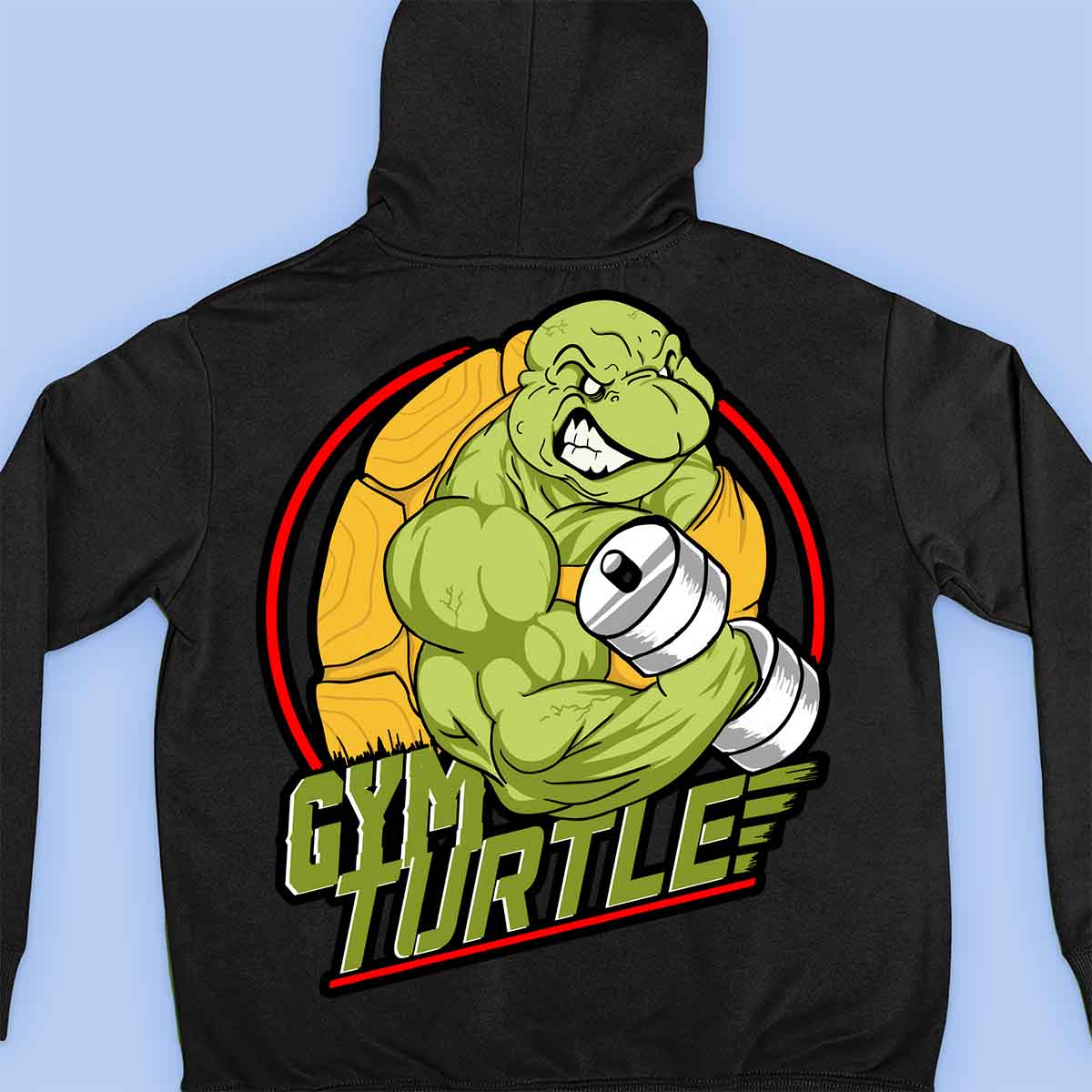 Gym Turtle - Premium Unisex Backprint s kapucí