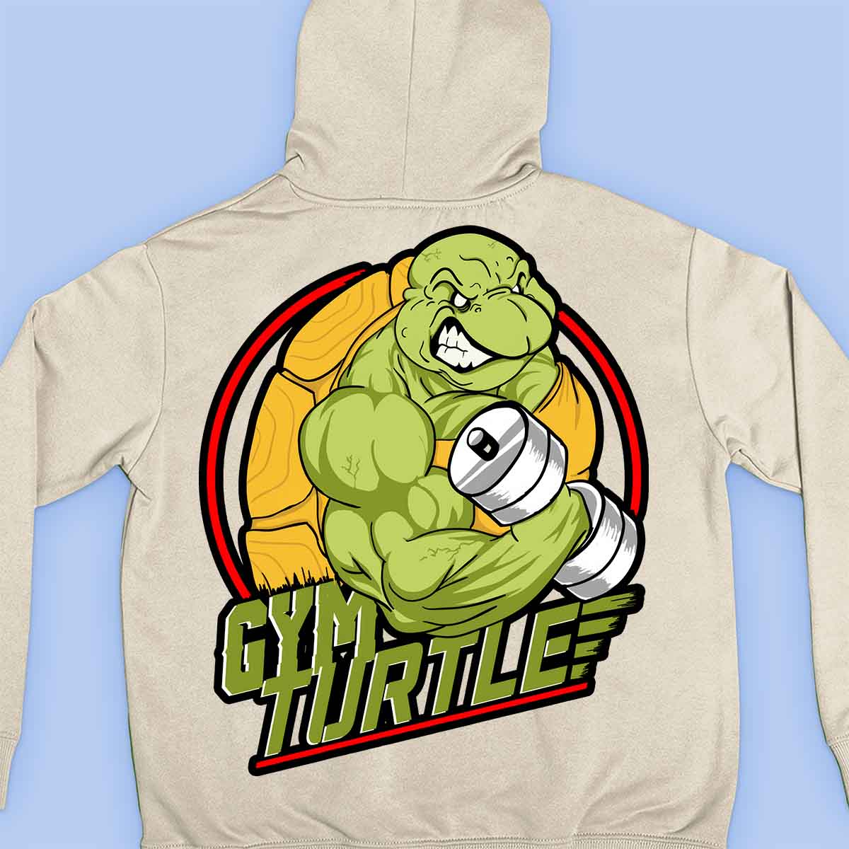 Gym Turtle - Premium Unisex Backprint s kapucí