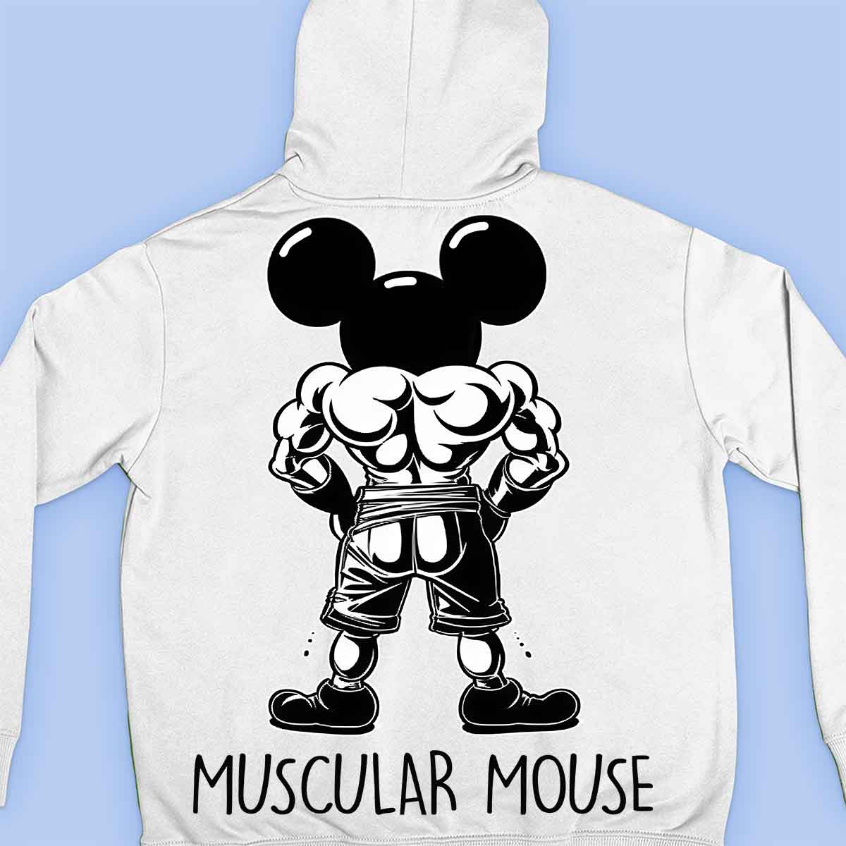 Muscular Mouse - Premium Unisex Backprint s kapucí