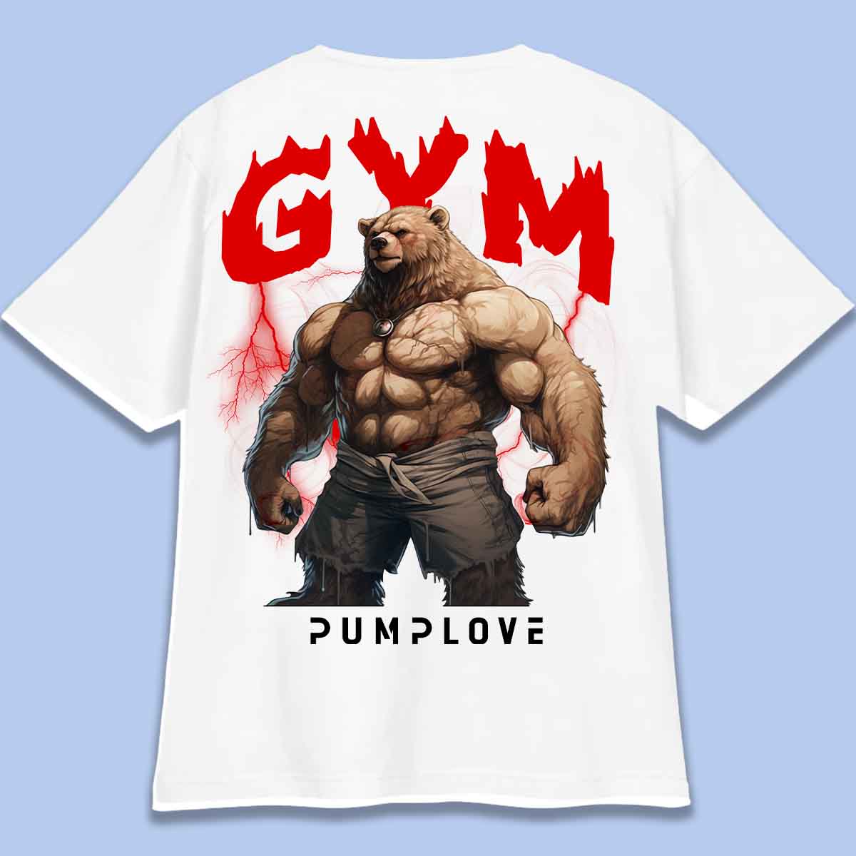 Gym Bear - Tričko Oversize Unisex Backprint