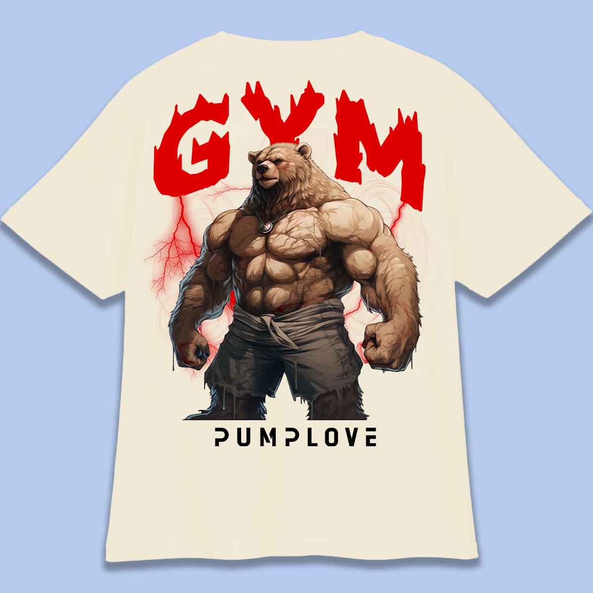 Gym Bear - Tričko Oversize Unisex Backprint